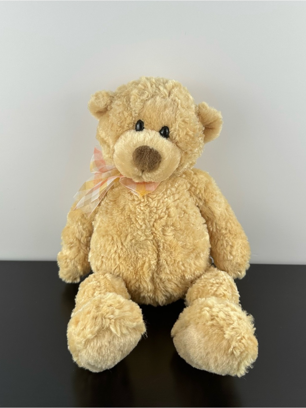 GUND Milo Teddy Bear Plush Stuffed Animal 12" Orange Yellow Plaid Bow